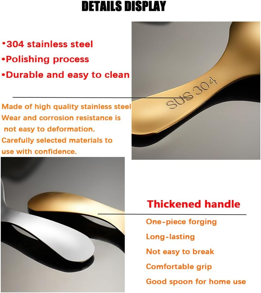 5PCS Short Handle Spoon, Stainless Steel Mini Spoons Thickened Small Round Spoon For Salt Condiments Dessert Tea Coffee (Rose Gold)