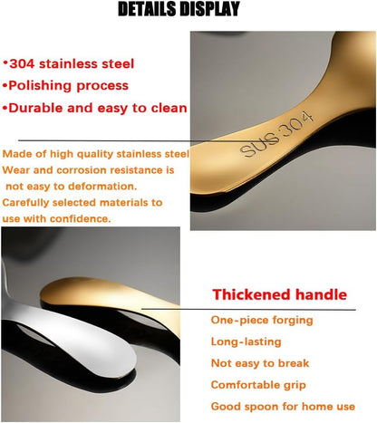 5PCS Short Handle Spoon, Stainless Steel Mini Spoons Thickened Small Round Spoon For Salt Condiments Dessert Tea Coffee (Rose Gold)