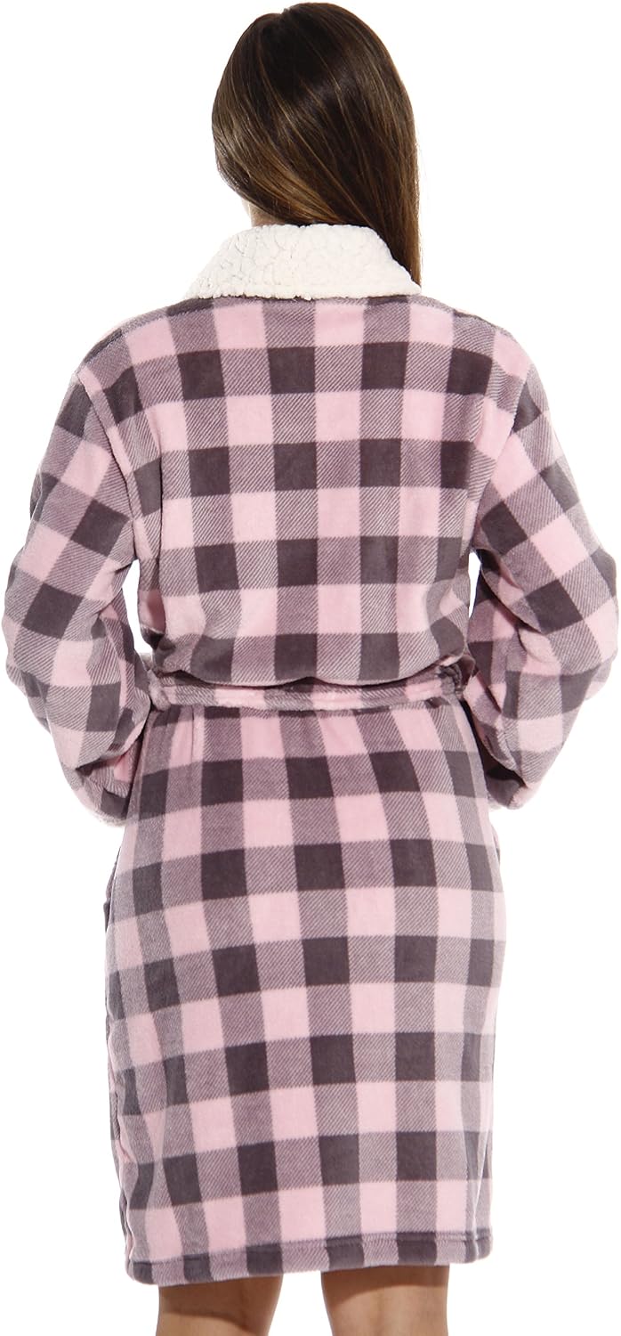 Sherpa Trim Plush Robe for Women