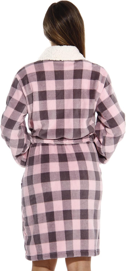 Sherpa Trim Plush Robe for Women