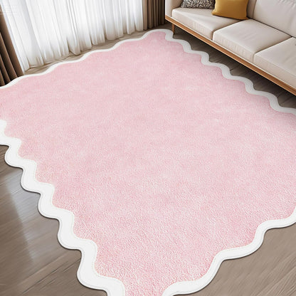 Pink Scalloped Area Runner Rugs 4 x 6 ft