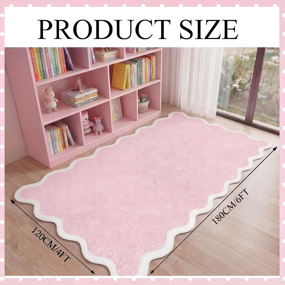 Pink Scalloped Area Runner Rugs 4 x 6 ft
