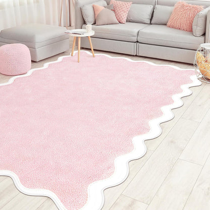 Pink Scalloped Area Runner Rugs 4 x 6 ft