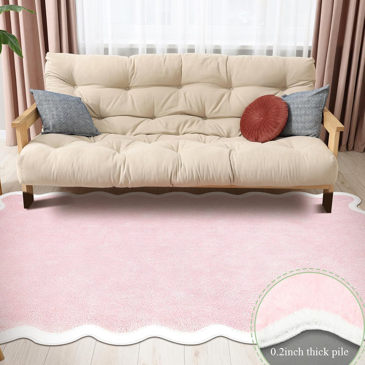 Pink Scalloped Area Runner Rugs 4 x 6 ft