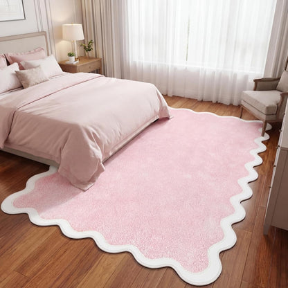 Pink Scalloped Area Runner Rugs 4 x 6 ft
