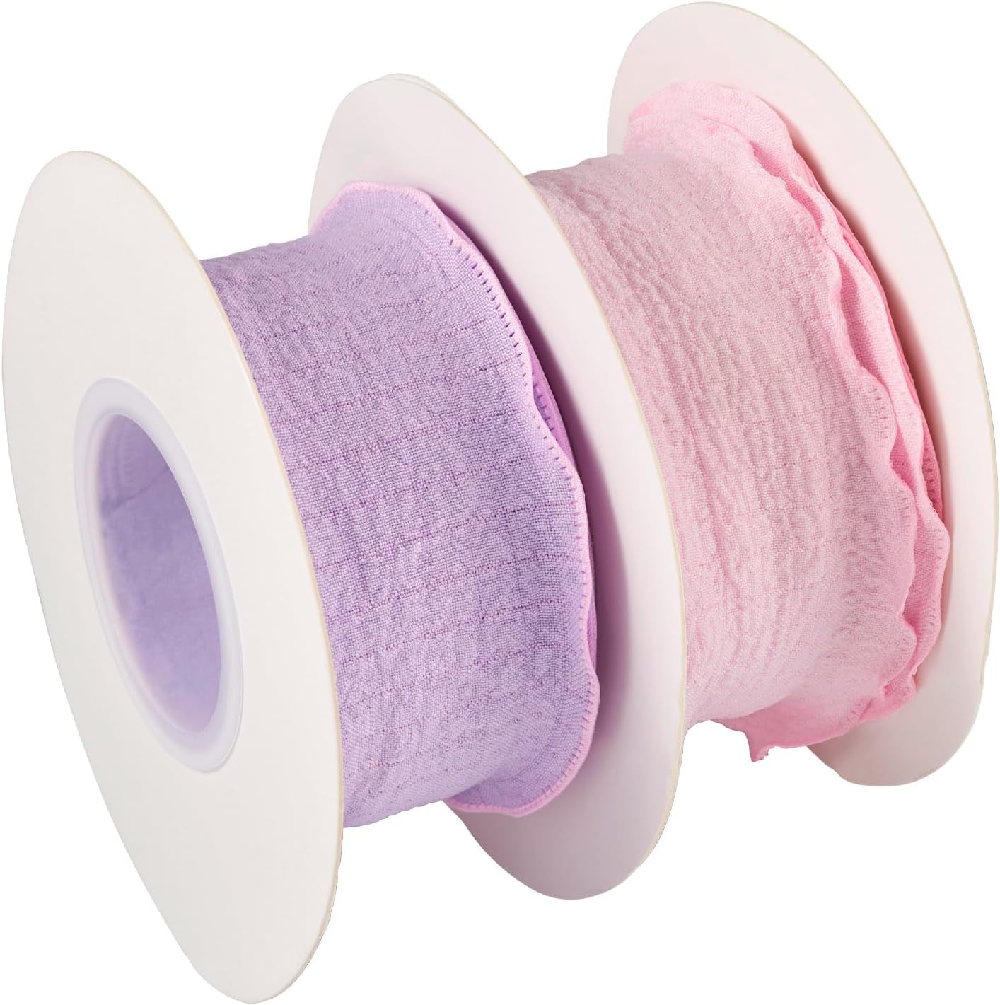 Beadthoven 20 Yards 1.57 Inch Wide Ruffled Ribbons Pastel Pink Purple Polyester Fabric Ribbon Decorative Ribbons for Gift Wrapping DIY Dress Hair Bows Flower Bouquets Wedding Birthday Decorations