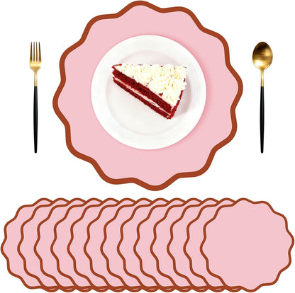 Scalloped Disposable Paper Placemats, 60 Pcs,13.5 Inch Round,Pink