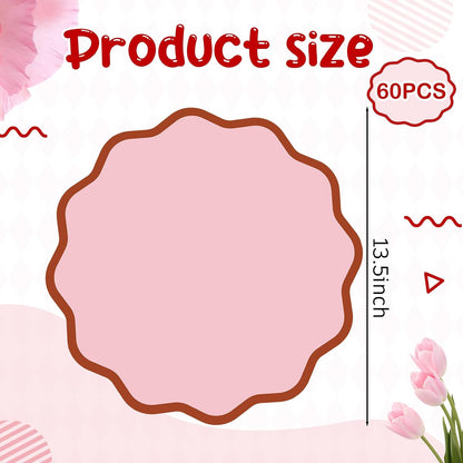 Scalloped Disposable Paper Placemats, 60 Pcs,13.5 Inch Round,Pink