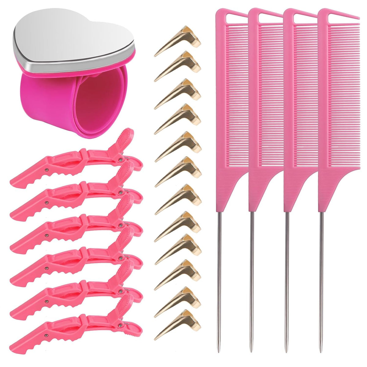 23 Pieces Hair Parting Tools Set, Hair Braiding Tool, Rat Tail Combs