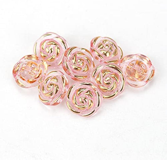 30 Pcs Acrylic Rose Flower Buttons Shirt Buttons Sewing Accessories DIY Crafts (Light Pink, 12.5mm)