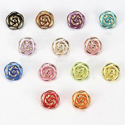 30 Pcs Acrylic Rose Flower Buttons Shirt Buttons Sewing Accessories DIY Crafts (Light Pink, 12.5mm)
