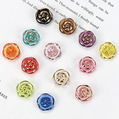 30 Pcs Acrylic Rose Flower Buttons Shirt Buttons Sewing Accessories DIY Crafts (Light Pink, 12.5mm)