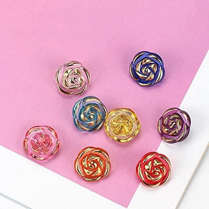 30 Pcs Acrylic Rose Flower Buttons Shirt Buttons Sewing Accessories DIY Crafts (Light Pink, 12.5mm)