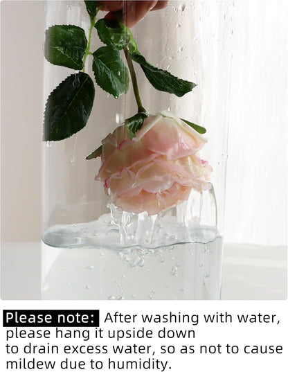Fake Peonies with Vase, Pink Real Touch Peony Floral Arrangement