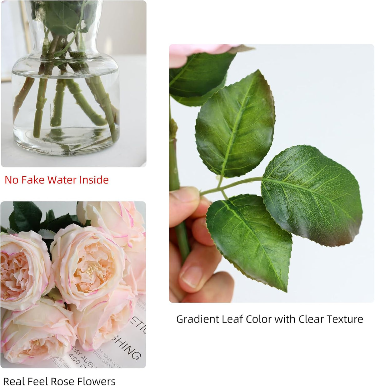 Fake Peonies with Vase, Pink Real Touch Peony Floral Arrangement