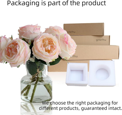 Fake Peonies with Vase, Pink Real Touch Peony Floral Arrangement