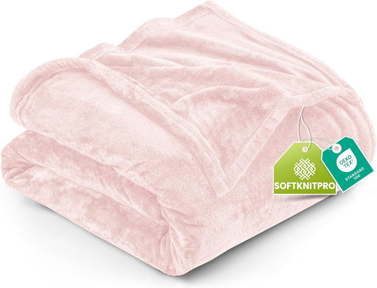 Fleece Blanket Twin Size Pink 300GSM Luxury Anti-Static Fuzzy Soft Microfiber Dorm Bed Blanket for Girls (60x80 Inch)