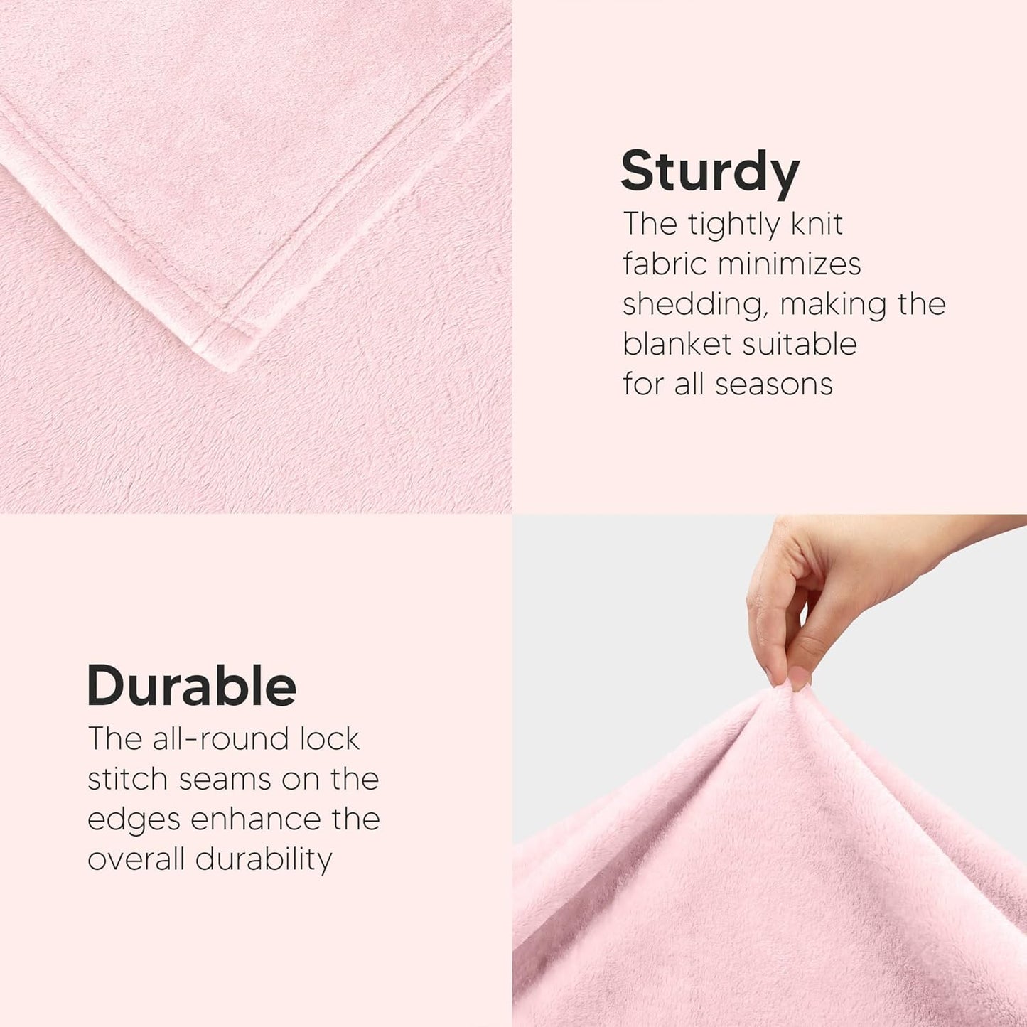 Fleece Blanket Twin Size Pink 300GSM Luxury Anti-Static Fuzzy Soft Microfiber Dorm Bed Blanket for Girls (60x80 Inch)