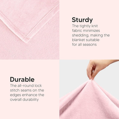 Fleece Blanket Twin Size Pink 300GSM Luxury Anti-Static Fuzzy Soft Microfiber Dorm Bed Blanket for Girls (60x80 Inch)