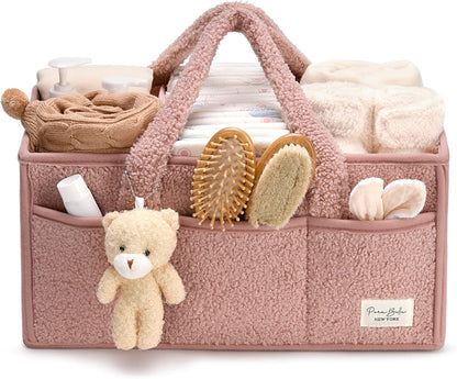 Baby Diaper Caddy Organizer with Handle, Boy & Girl Shower Gift Basket, Portable Diaper Storage Basket Bin for Wipes, Newborn Baby Essentials Registry Search Must Haves, Car Caddy Organizer