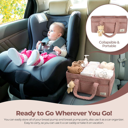 Baby Diaper Caddy Organizer with Handle, Boy & Girl Shower Gift Basket, Portable Diaper Storage Basket Bin for Wipes, Newborn Baby Essentials Registry Search Must Haves, Car Caddy Organizer