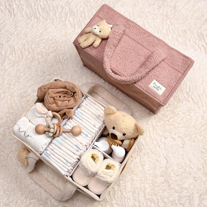 Baby Diaper Caddy Organizer with Handle, Boy & Girl Shower Gift Basket, Portable Diaper Storage Basket Bin for Wipes, Newborn Baby Essentials Registry Search Must Haves, Car Caddy Organizer
