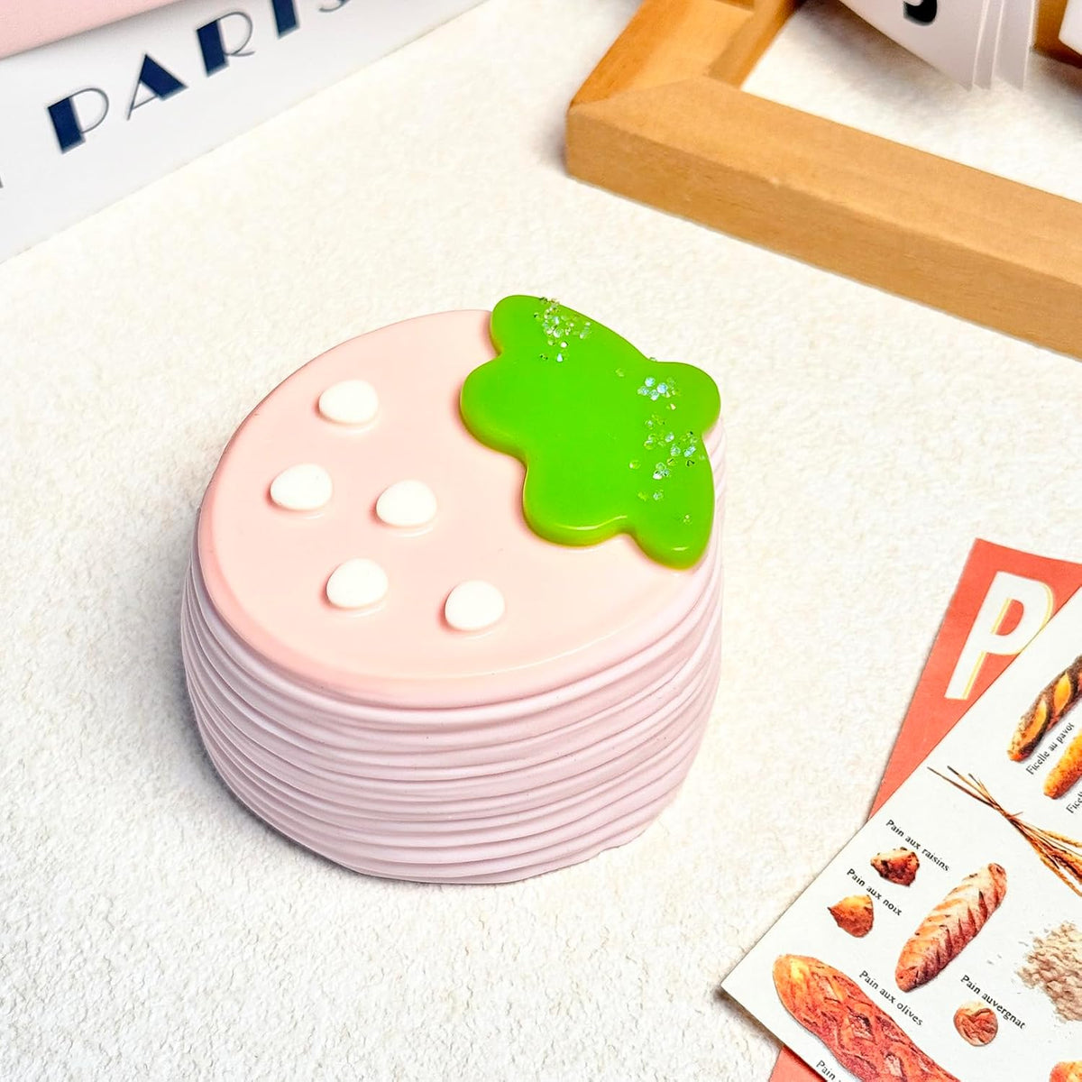 Soft Squeeze Toys with Thick Creamy Slime Texture, Rebound Squishy Fidget Toys for Stress Relief, Food Grade Silicone Squeeze Gift (Extra-Thick Strawberry Layer Cake)