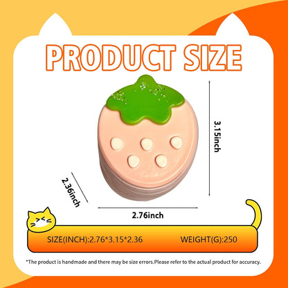 Soft Squeeze Toys with Thick Creamy Slime Texture, Rebound Squishy Fidget Toys for Stress Relief, Food Grade Silicone Squeeze Gift (Extra-Thick Strawberry Layer Cake)