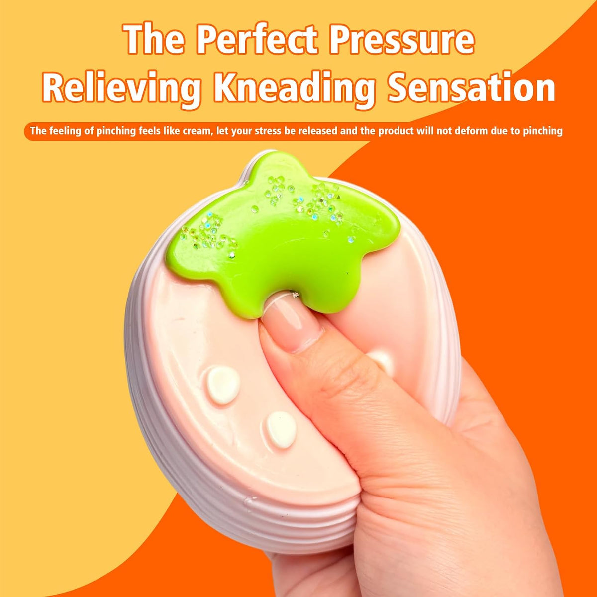 Soft Squeeze Toys with Thick Creamy Slime Texture, Rebound Squishy Fidget Toys for Stress Relief, Food Grade Silicone Squeeze Gift (Extra-Thick Strawberry Layer Cake)