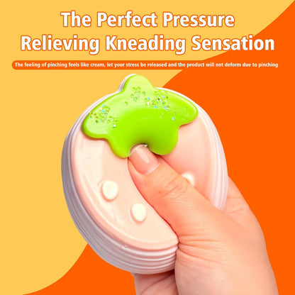 Soft Squeeze Toys with Thick Creamy Slime Texture, Rebound Squishy Fidget Toys for Stress Relief, Food Grade Silicone Squeeze Gift (Extra-Thick Strawberry Layer Cake)