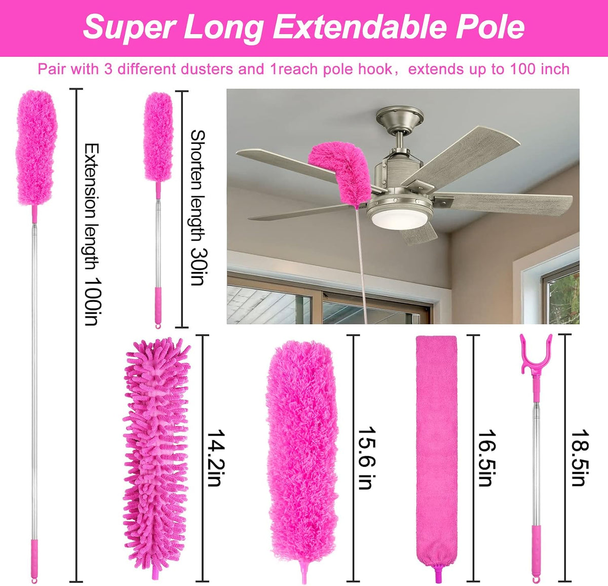 Microfiber Dusters for Cleaning, Dusters with Extension Pole