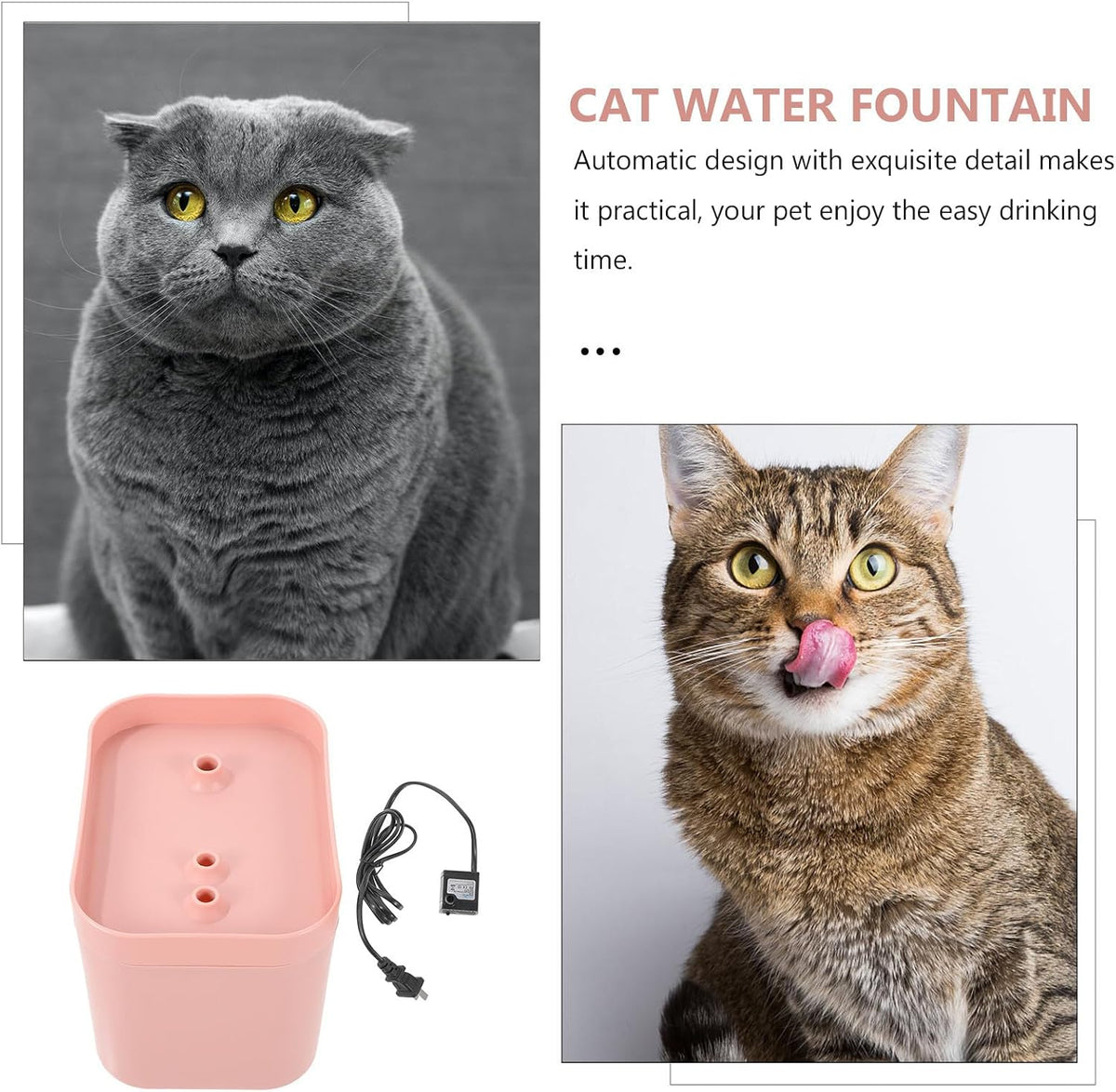 Automatic Cat and Dog Water Dispenser with Lightweight Plastic Material and Flower Shape Water Outlet, Low Power Consumption, Pink Modern Elegant Pet Fountain for Home Use