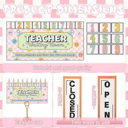 Poola 4 Pcs Classroom Waiting Room Chart Number Clips Open Closed Sign Cute
