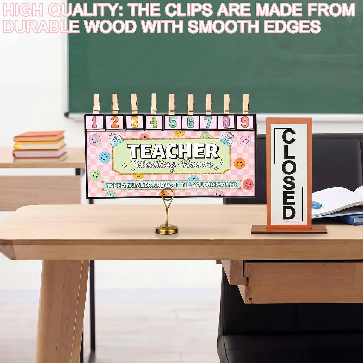 Poola 4 Pcs Classroom Waiting Room Chart Number Clips Open Closed Sign Cute