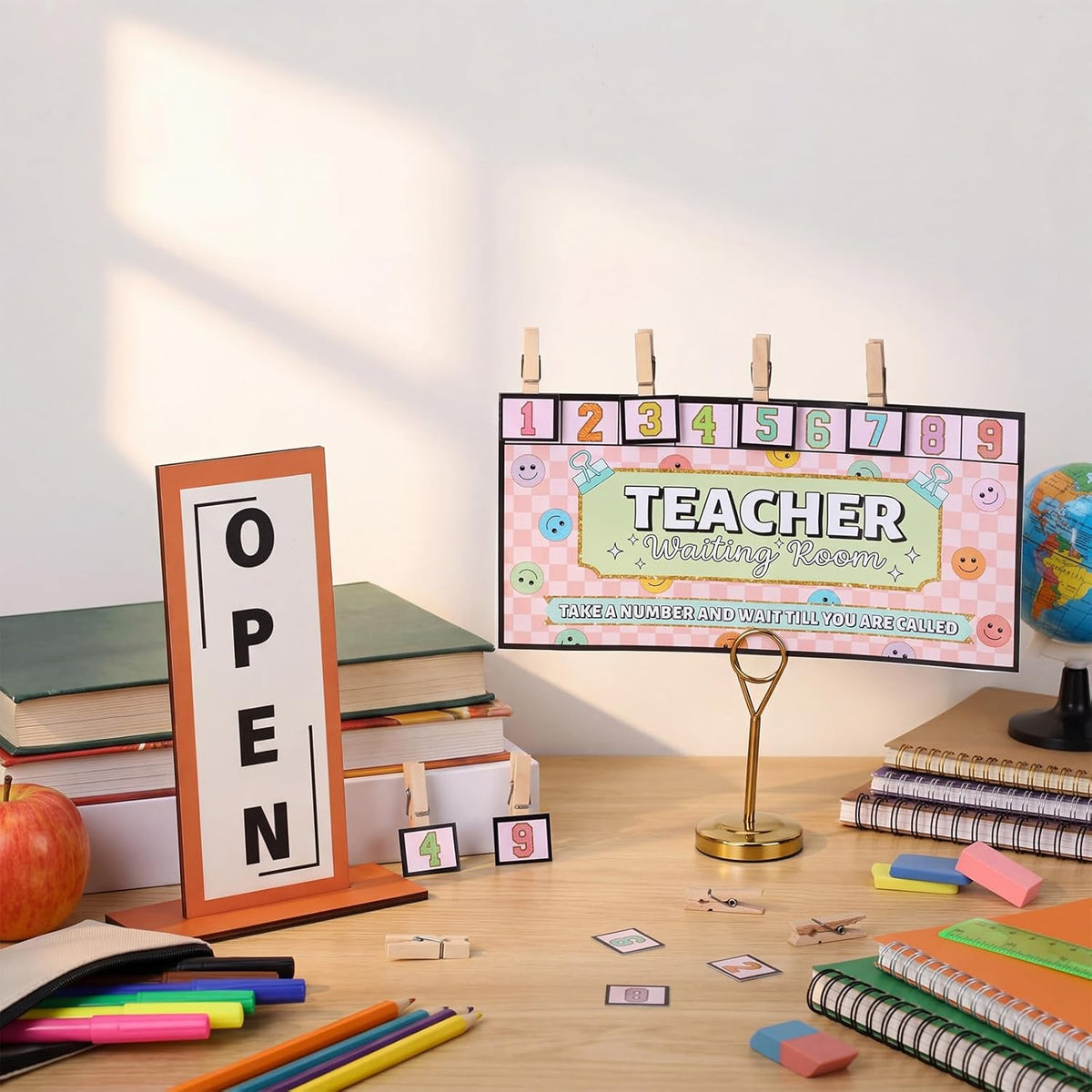 Poola 4 Pcs Classroom Waiting Room Chart Number Clips Open Closed Sign Cute