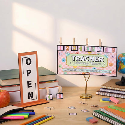 Poola 4 Pcs Classroom Waiting Room Chart Number Clips Open Closed Sign Cute