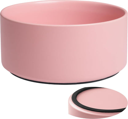Dog Bowls, Non Slip Ceramic Dog Food and Water Bowl with Silicone Base, Heavy Pet Feeding Bowl for Puppies, Small and Medium Dogs (Pink, 6 Inches)