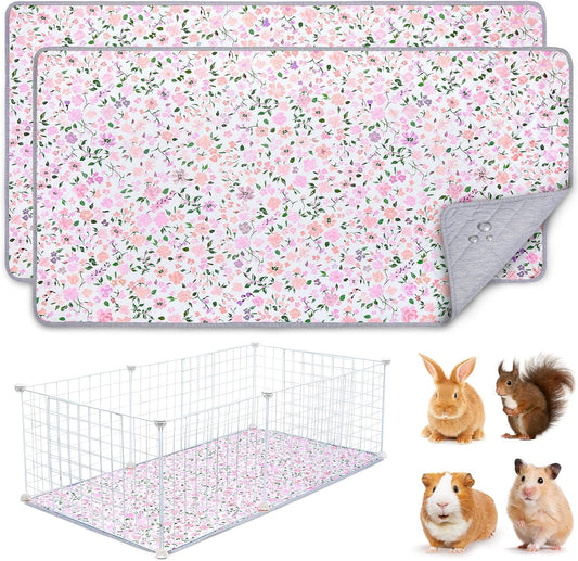 2 Pack Washable Guinea Pig Cage Liner, Waterproof Bedding