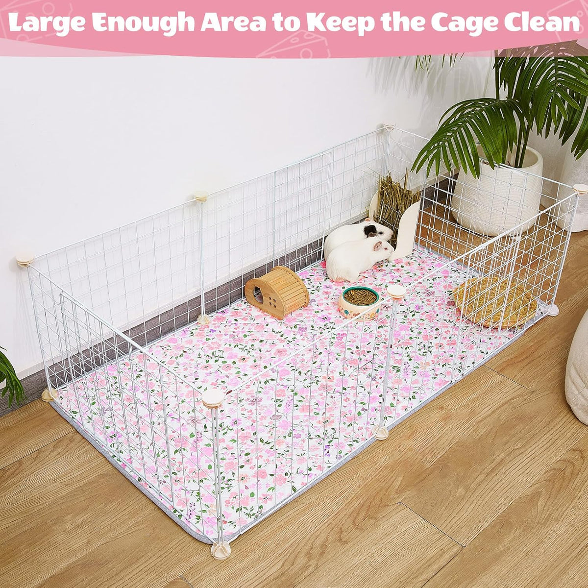 2 Pack Washable Guinea Pig Cage Liner, Waterproof Bedding