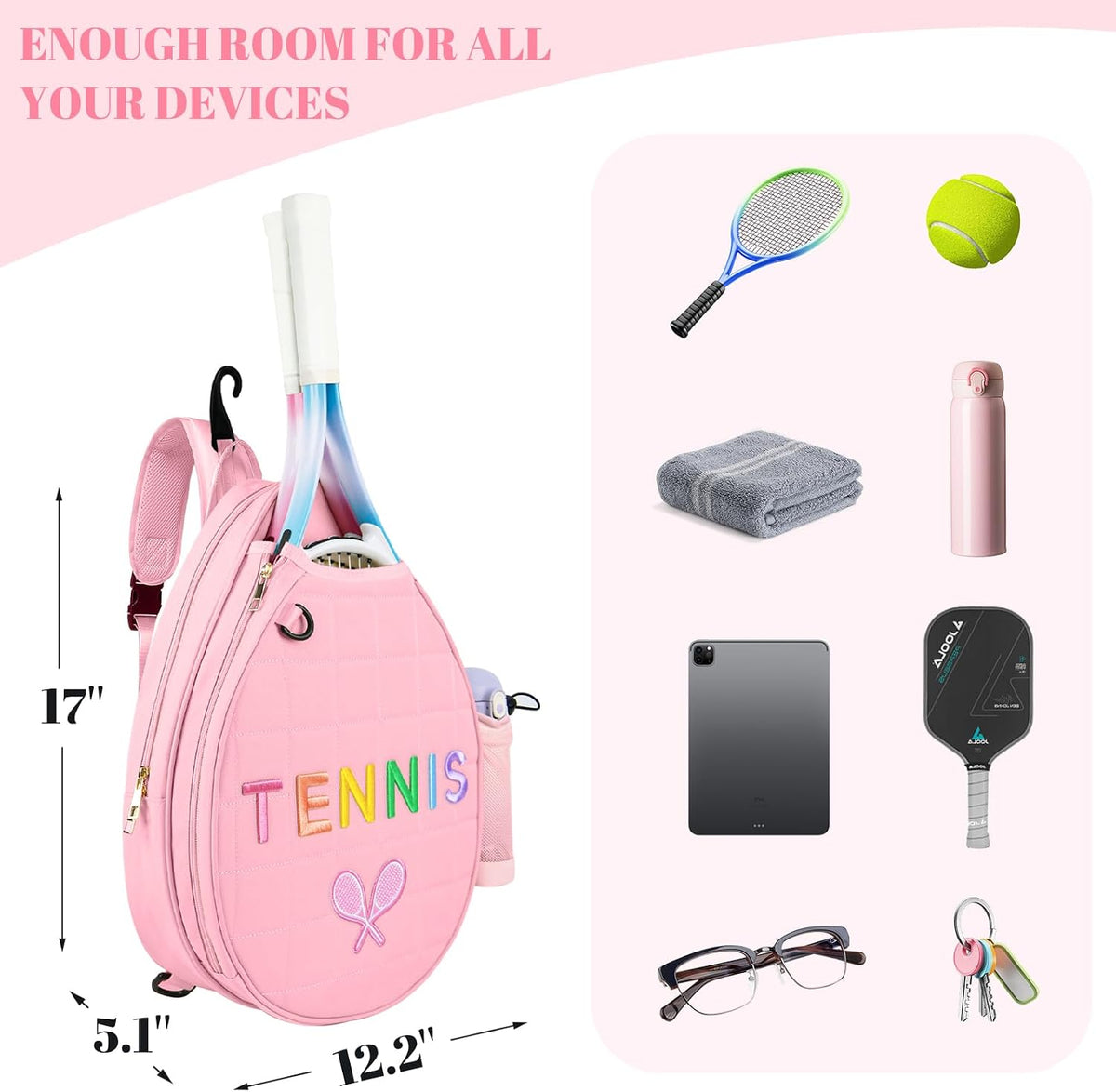 Tennis Bags for Women Girl, Tennis Sling Crossbody Backpack