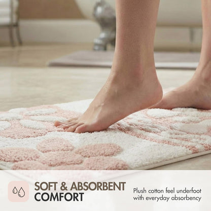 Casablanca Tufted Cotton Bath Rug Non-Slip, 20 x 30, Pink