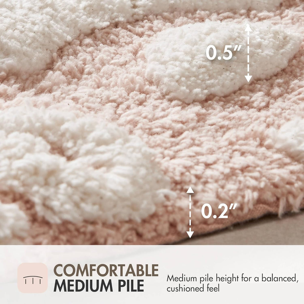 Casablanca Tufted Cotton Bath Rug Non-Slip, 20 x 30, Pink