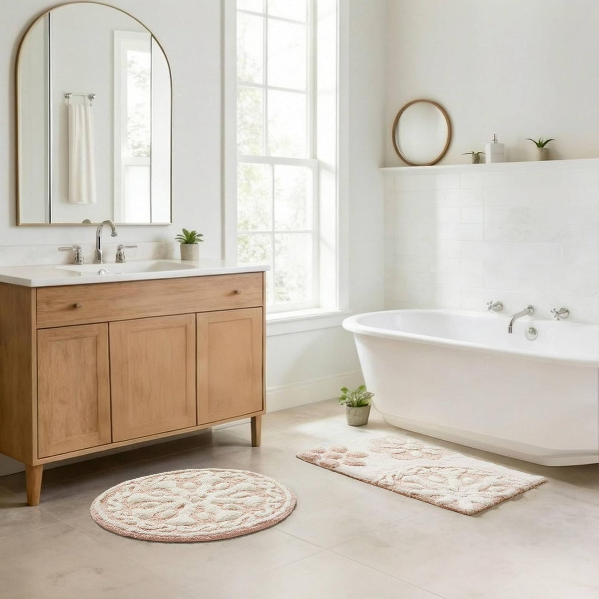 Casablanca Tufted Cotton Bath Rug Non-Slip, 20 x 30, Pink