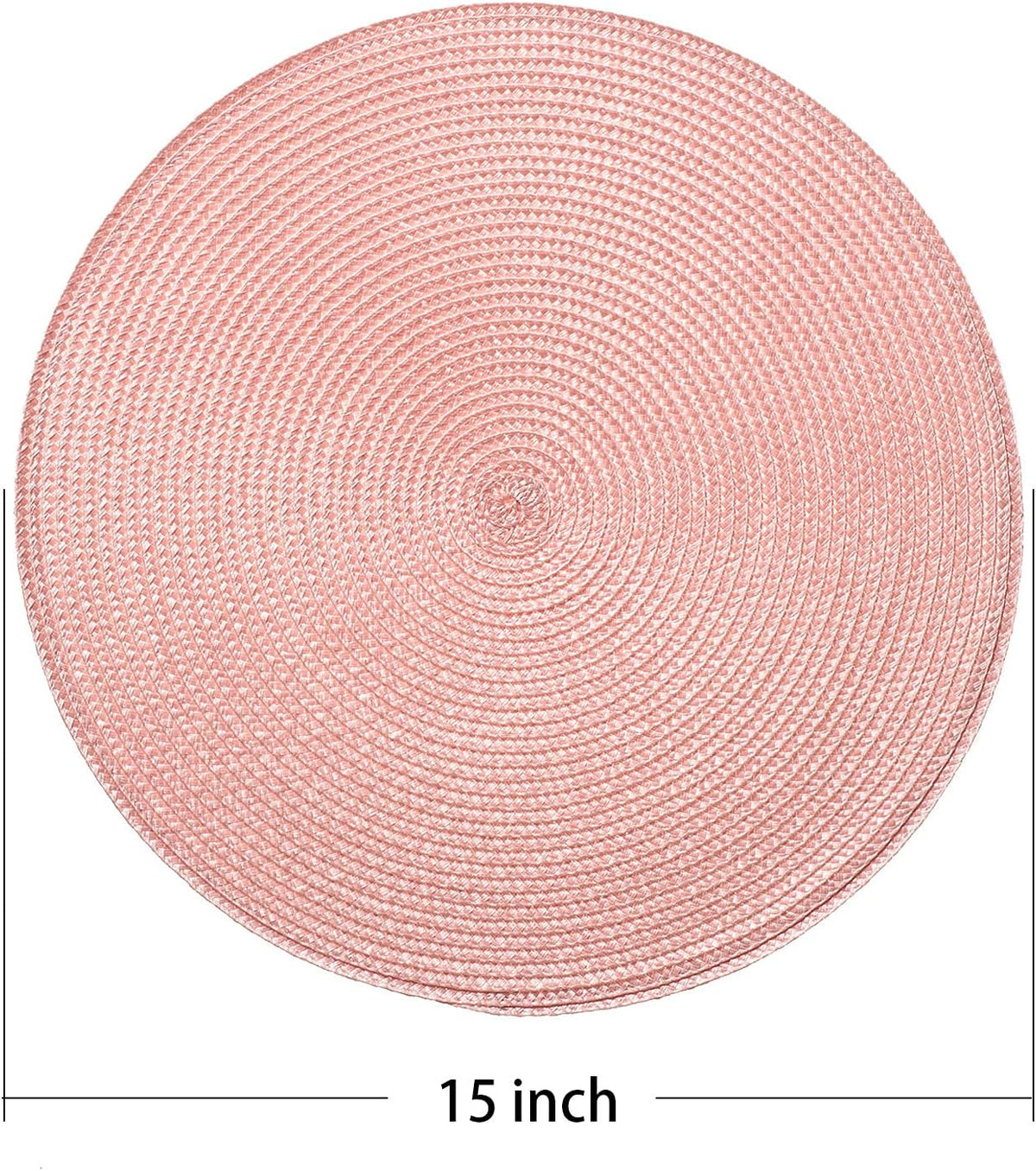 Round Placemats Set of 6 Heat Resistant Washable Non-Slip Woven Braided Table Mats for Dining Table Kitchen & Home Decor (Pink)