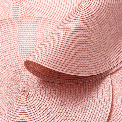 Round Placemats Set of 6 Heat Resistant Washable Non-Slip Woven Braided Table Mats for Dining Table Kitchen & Home Decor (Pink)