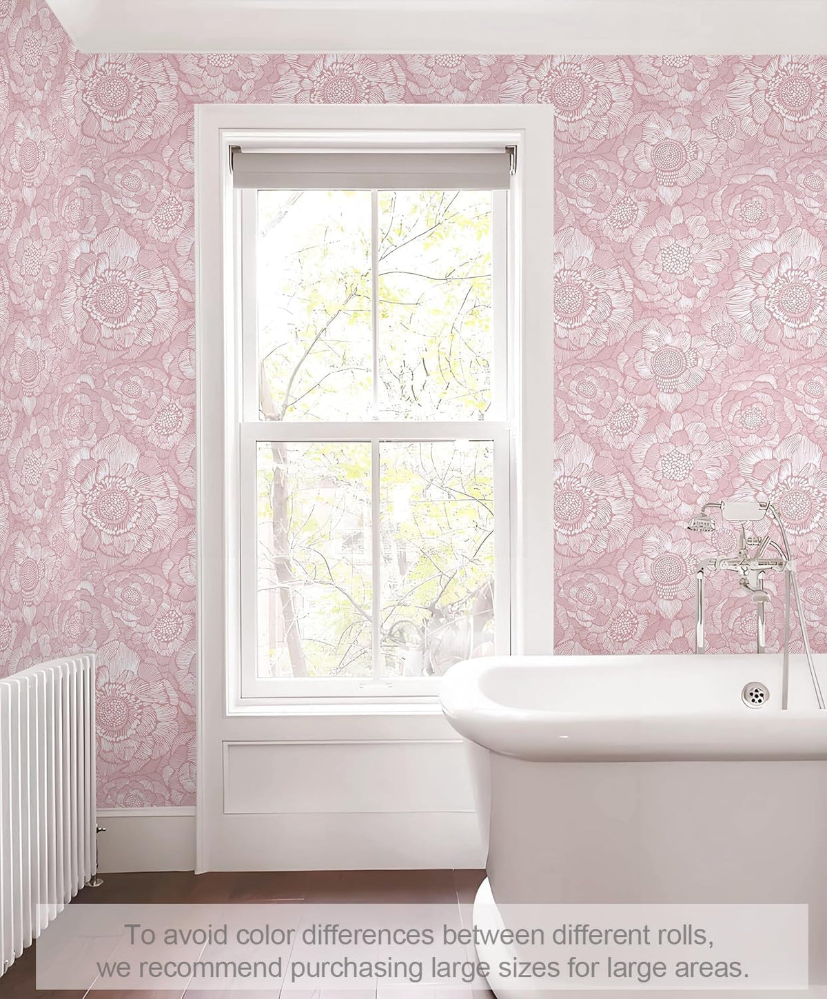 Pink Peel and Stick Wallpaper Pink Floral Contact Paper Boho Wallpaper Removable Self Adhesive Flower Wall Paper for Cabinet Bathroom Bedroom Decoral Papel Tapiz para Pared 17.3" X 78.7"