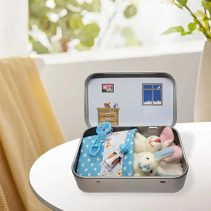Plush Bunny Mini Pocket Tin, Little Pocket Bunny, Pocket Bunnies Easter Basket Stuffer, DIY Pet Bunny Adoption, Easter Gifts, Easter Basket Decorations (Pink)