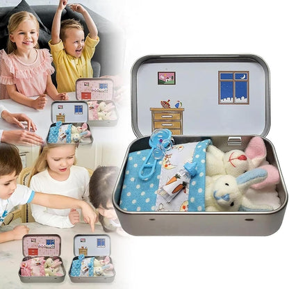 Plush Bunny Mini Pocket Tin, Little Pocket Bunny, Pocket Bunnies Easter Basket Stuffer, DIY Pet Bunny Adoption, Easter Gifts, Easter Basket Decorations (Pink)