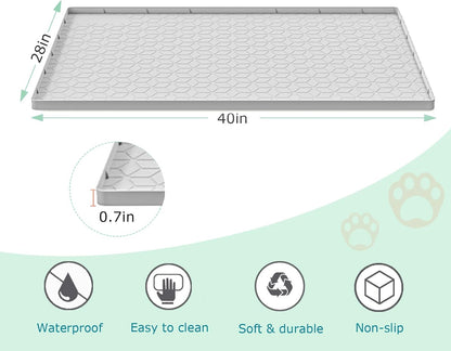 Cat Litter Mat for Litter Box, Silicone Large Cat Litter Trapping Mat - 40x28 in, Waterproof & Non-Slip, Durable & Easy Clean, Light Gray