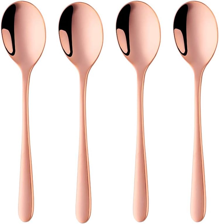 BuyGo 4-Piece Espresso Coffee Spoon 6 Inch Rose Gold Small Teaspoon Copper Mini Spoons for Cake Dessert Appetizer, Dishwasher Safe